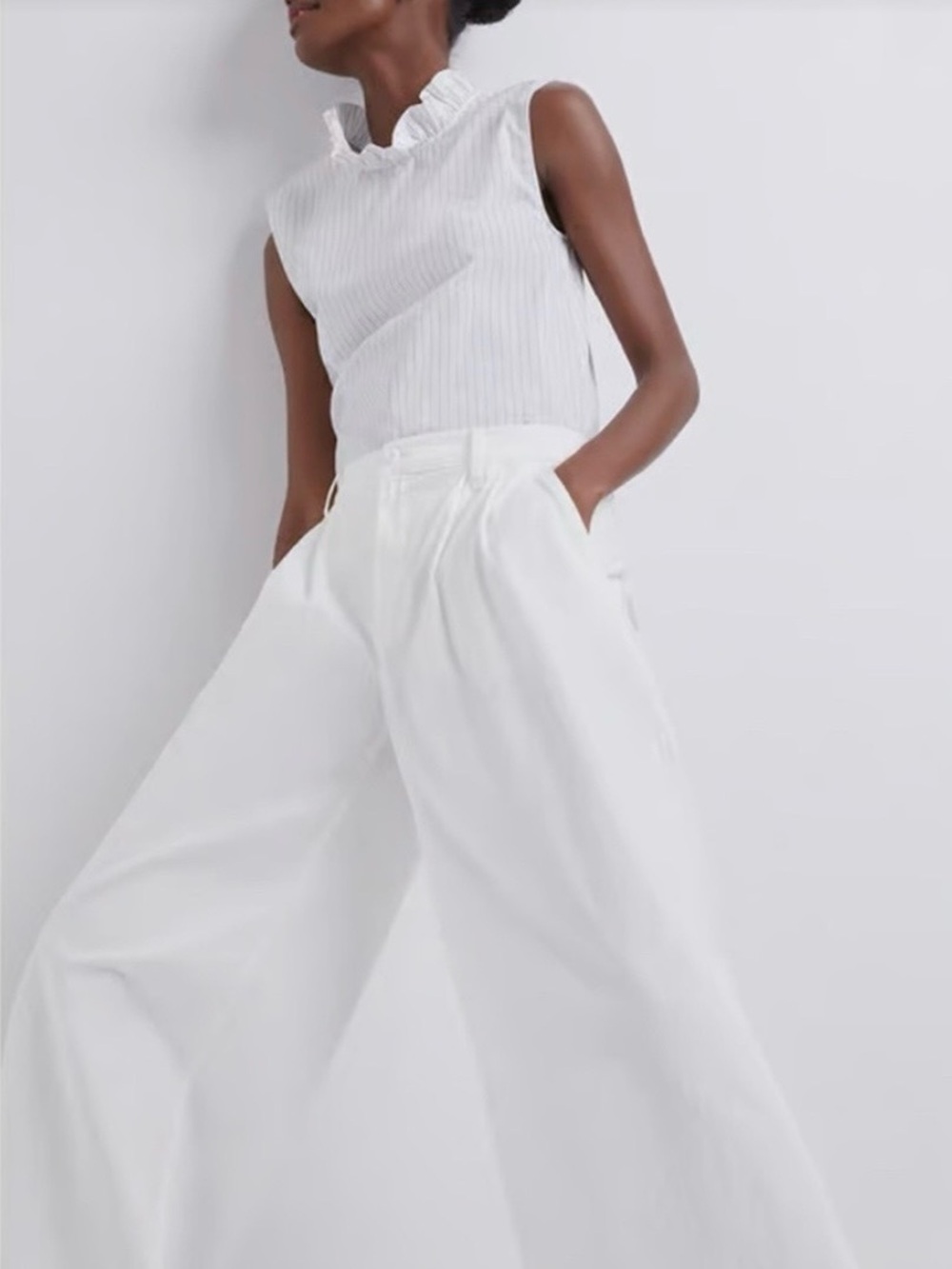 MOTHER Wide Leg Pants White